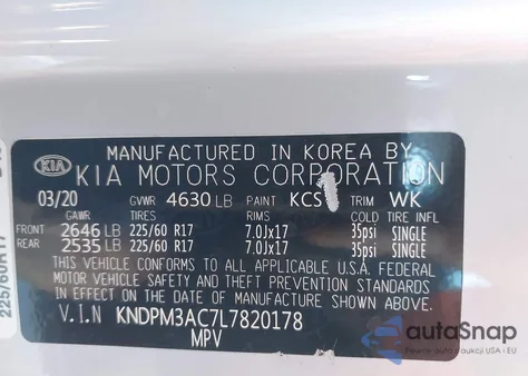 2020 Kia Sportage Lx from USA, damaged, VIN KNDPM3AC7L7820178